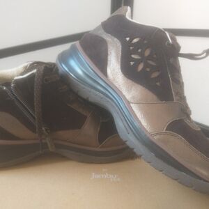 Jambu Metallic Brown Lace-Up Wedge Sneakers